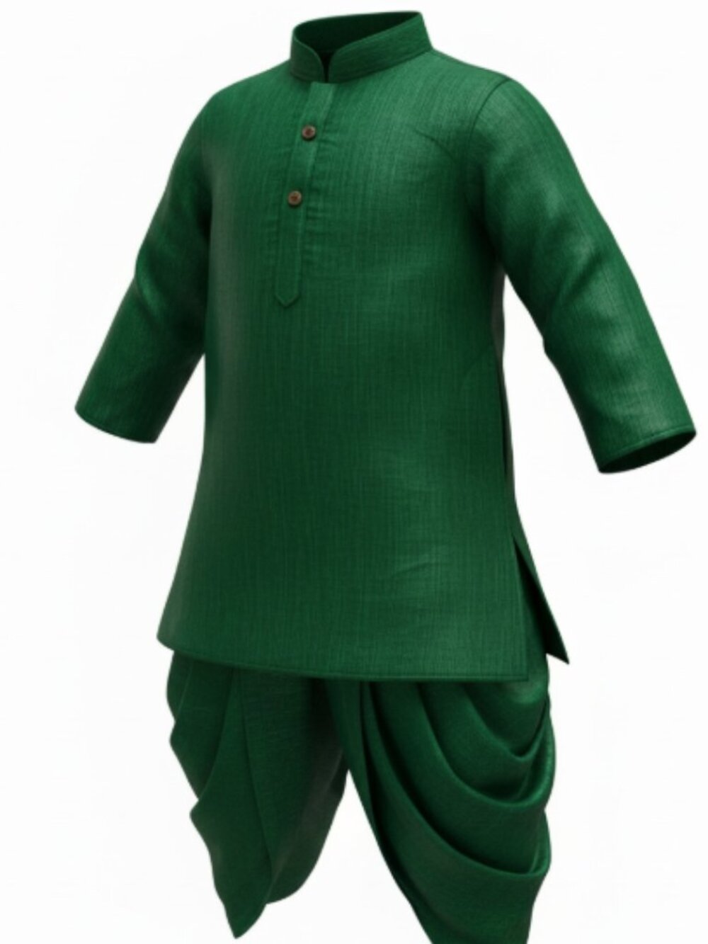Boys' Emerald Green Kurta and Ready-to-Wear Dhoti Set